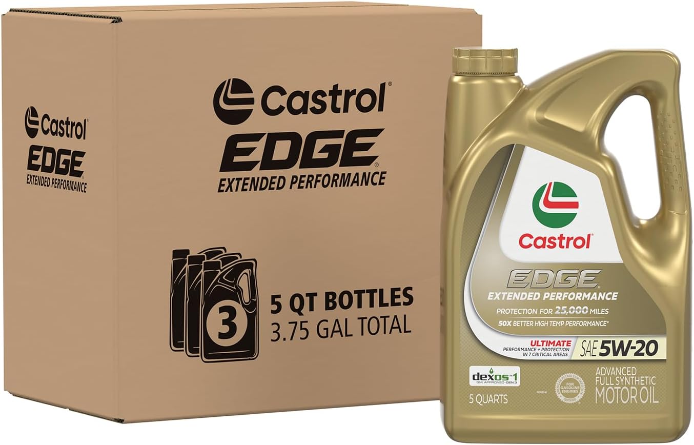 Castrol Edge Extended Performance 5W-20 Advanced Full Synthetic Motor Oil 5 Quart, Pack of 3