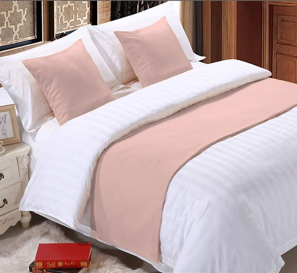 Bufanda decorativa para cama de dormitorio y salas de bodas en color rubor