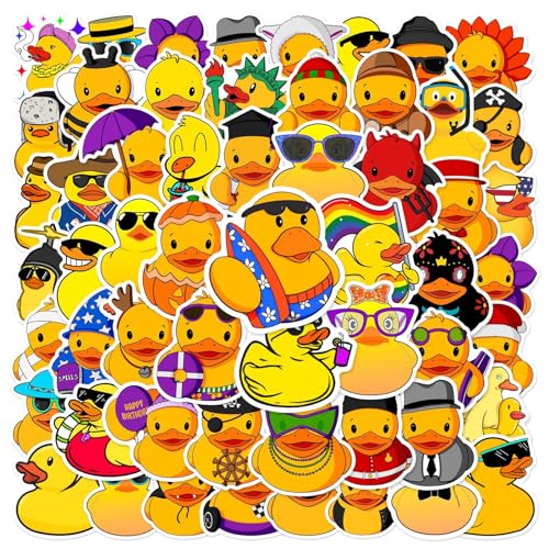 50 Stück Sticker Kinder Niedliche kleine gelbe Ente Jungen Mädchen Wasserfeste Vinyl Aufkleber für Scrapbook Skateboard Laptop Koffer Helm Motorrad Auto Fahrrad Handy, Kindergeburtstag Party deko