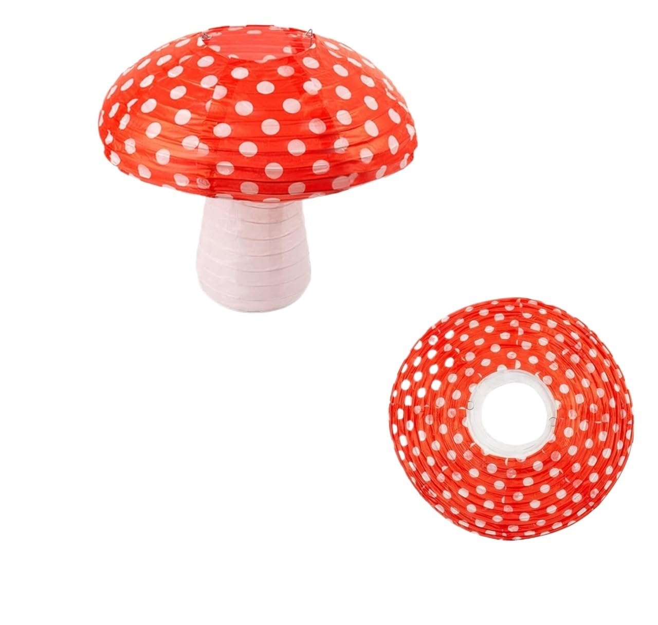 Forest Jungle Wonderland Mushroom Party Decorations Mushroom Honeycomb Paper Lantern for Fairy Tale Birthday Party Garden Decor(2Pcs Lanterns)