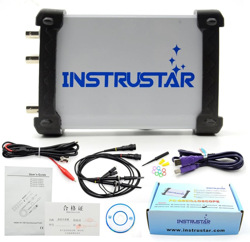 Maizi Intrustar ISDS220B Virtual PC USB Oscilloscope Two Channels 60M Bandwidth 200M Sample Rate with DDS Signal Source