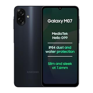 Samsung Galaxy M07 Mobile (Black, 4GB RAM, 64GB Storage) | MediaTek Helio G99 | AnTuTu 624K | IP54| 50MP Camera | 7.6mm Slim | 5000mAh