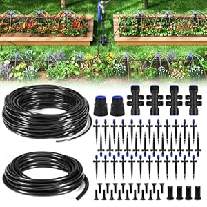 HIRALIY 210FT Drip Irrigation Kits for Plants, New Quick Connector Garden Watering System, Saving Water Automatic Irrigation Equipment for Patio Lawn