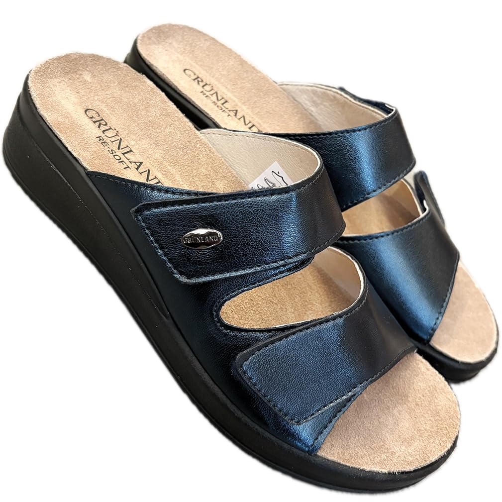GRUNLAND ciabatte donna Comfort ecopelle FRESIA strappi con plantare estraibile DRY SOFT