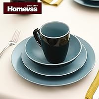 Vista 67 de Colors Life juego de vajilla, exterior negro brillante con interior de color mate