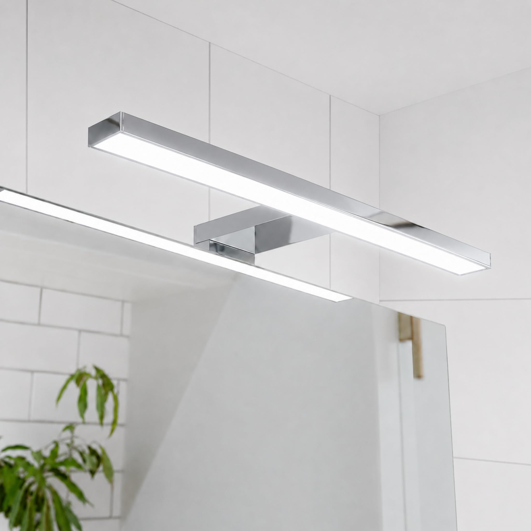kalb | LED Badleuchte 400mm verchromt Spiegelleuchte 230V IP44 für Bad Spiegel 3000K warmweiß oder 4000K neutralweiß (Warmweiß)