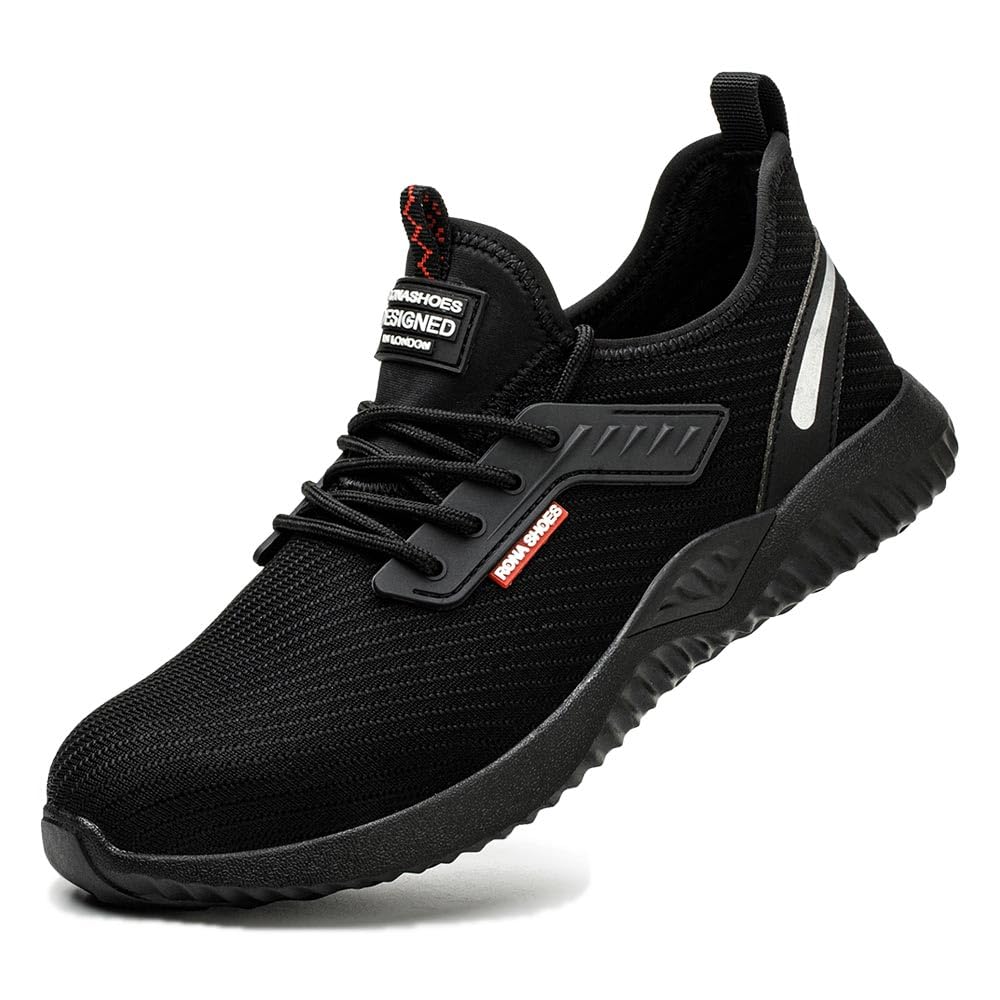 Zapatos de Seguridad Calzado de Seguridad Zapatillas de Seguridad Zapatos de Trabajo Comodos Ultraligeras Transpirables Hombre Mujer Zeta Black EU 44