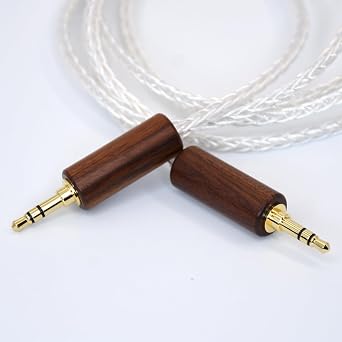 Wood Shell 3.5mm Male to Male 8 cores 5N Silver Plated AUX Audio Adapter Extension Cable 3-pin 3.5mm Male, 3FT