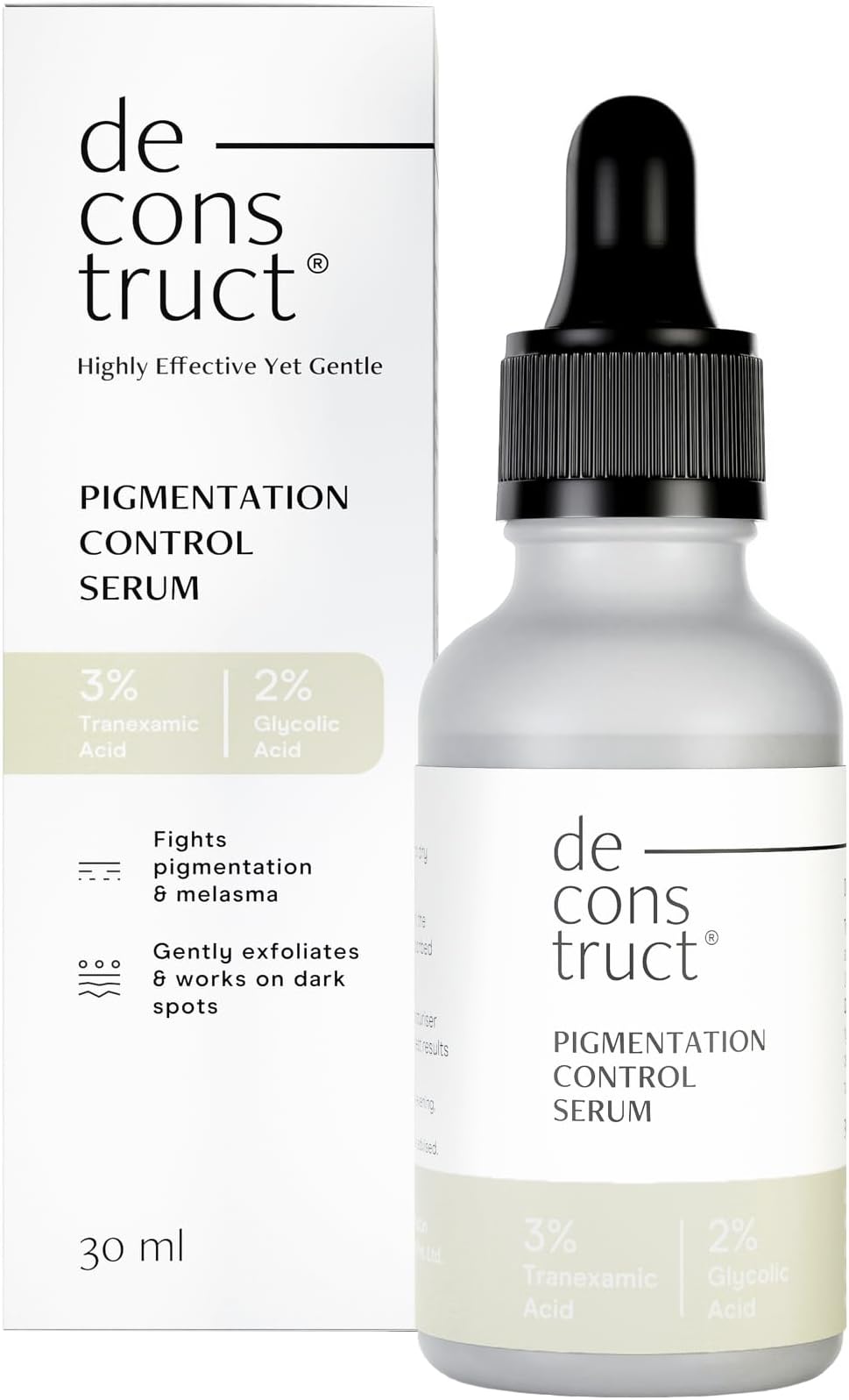 Deconstruct Pigmentation Control Serum|3% Tranexamic Acid+2% Glycolic Acid|For Melasma,Hyperpigmentation&Dark Spots|Remove Blemishes,Acne Marks&Tanning|Gently Exfoliates Skin|Beginner Friendly|30 Ml