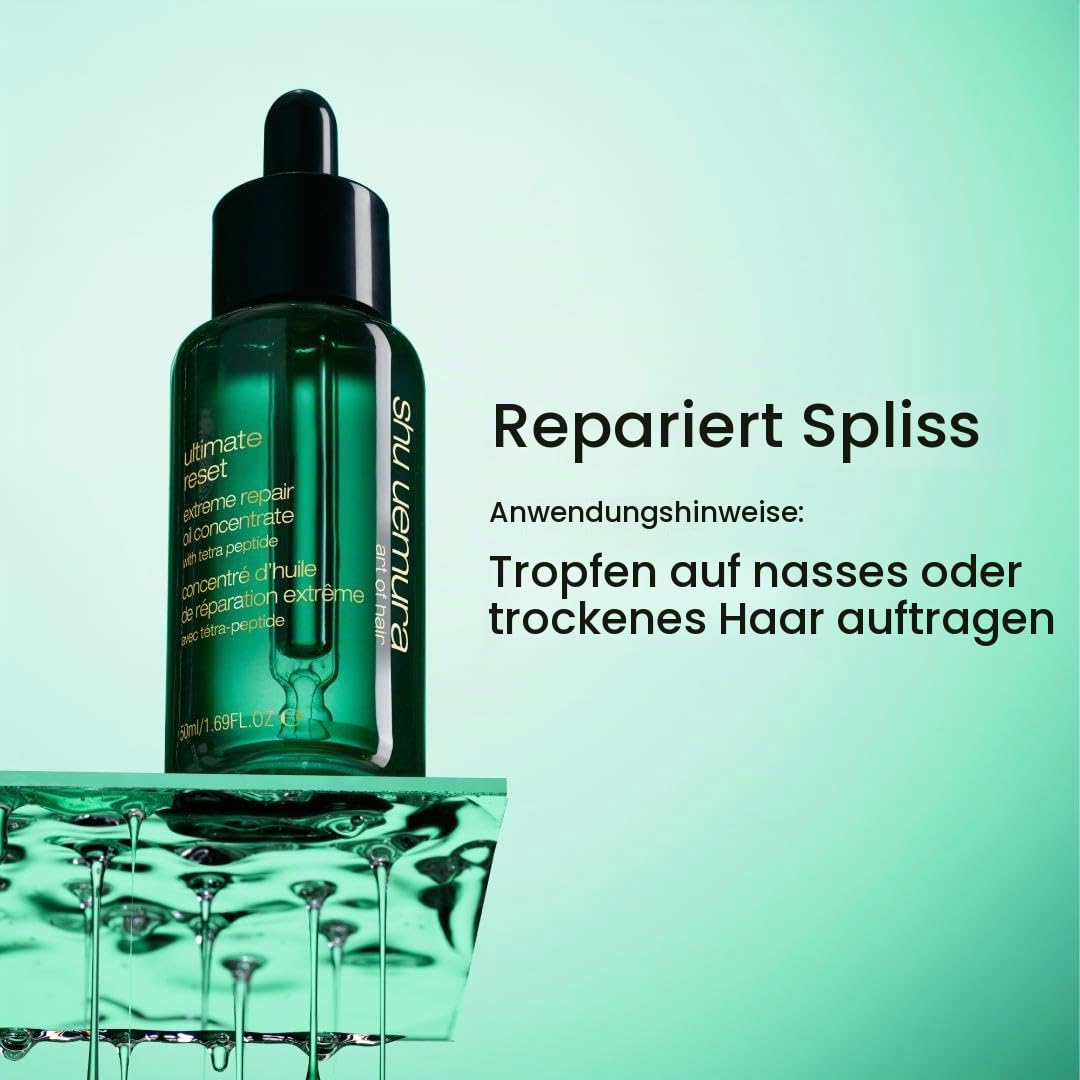 Shu Uemura Ultimate Reset Haaröl, Reparierendes Haarserum für Glanz & Geschmeidigkeit, Leave-In Haarpflege gegen Spliss & Frizz, Ideal als Hitzeschutz für trockenes, geschädigtes Haar, 50 ml