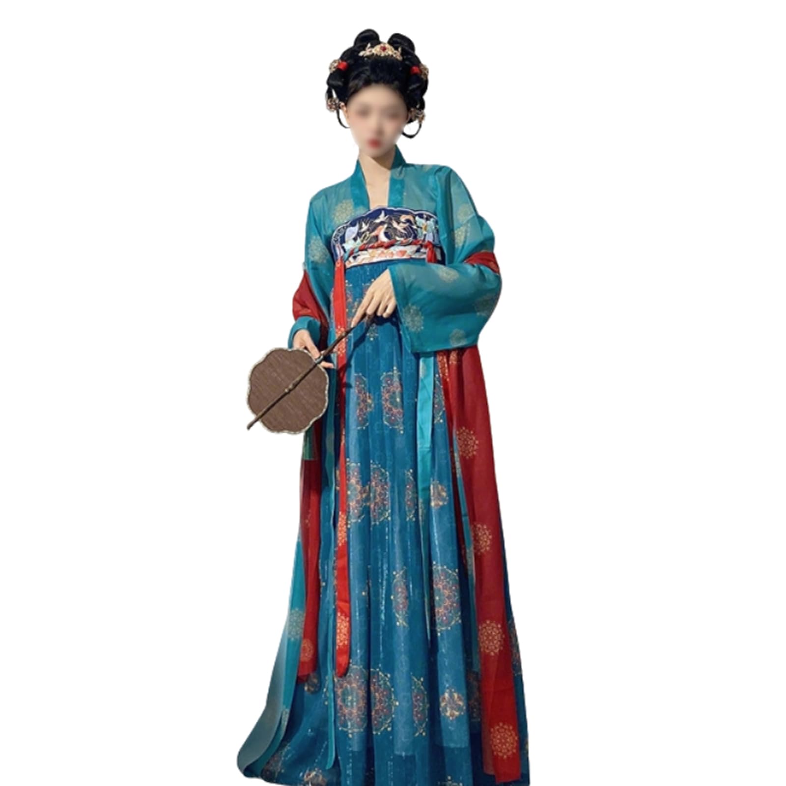 Hanfu style Tang haut de gamme en mousseline avec broderies fines et châle