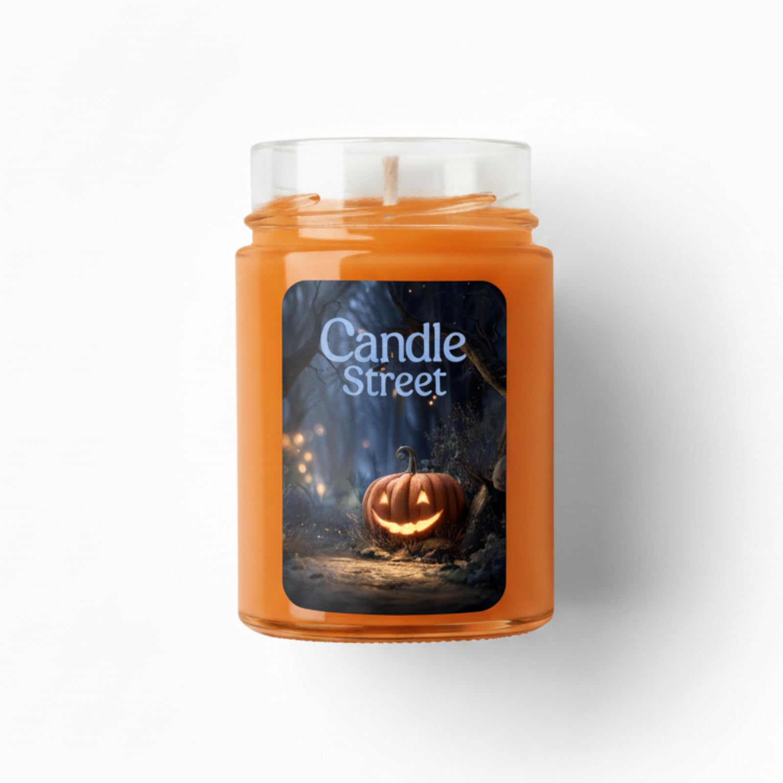 Candle Street Świeca zapachowa Halloween Dynia Miód Cynamon 500 g | Candle Street Jack-o-Lantern | Dekoracja jesienna, prezent sezonowy | Horror Stories | Ciepły i pikantny zapach