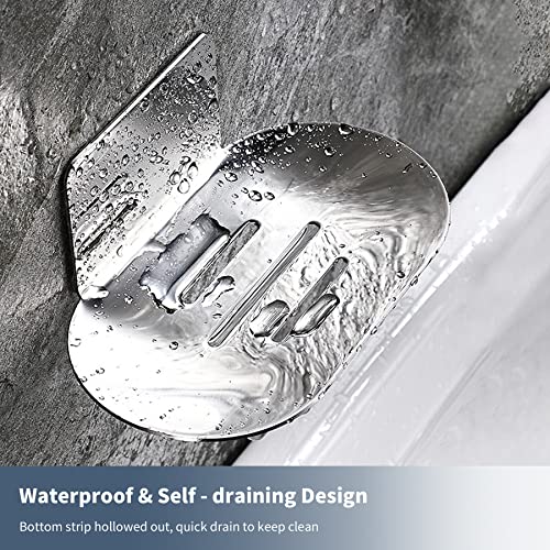 Rise Age Shower Soap Holder, Stainless Steel Self Adhesive Bar Soap Holder For Shower Wall, Bathroom, Kitchen Wall Mounted Soap Dish Silver Soap Tray For Bar Soap 2 Pcs (Chrome) #TOP3