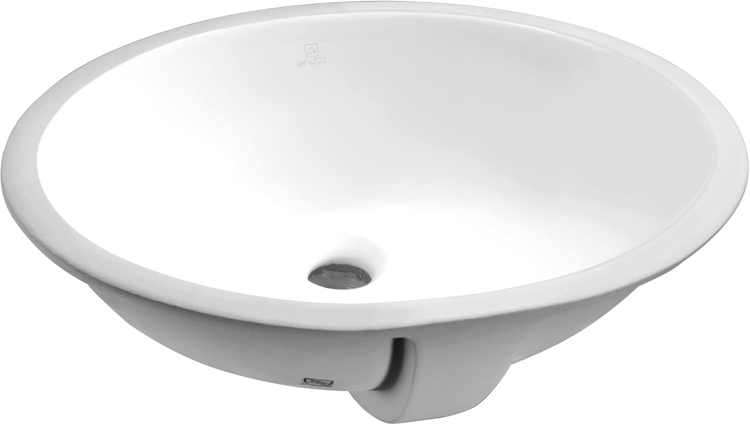 ANZZI Rhodes Modern Round Ceramic Undermount Sink for Bathroom | 17 Inch Vitreous Polished White Vanity Sink for Lavatory | cUPC & CSA Front Built in Overflow Porcelain Bathroom Sink | LS-AZ110