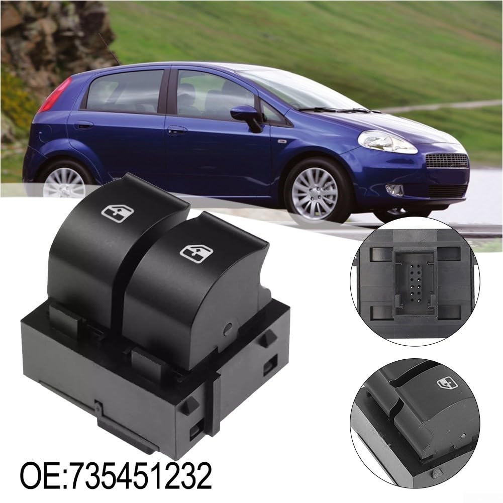 Interruttore alzacristalli elettrico 735451232 per Fiat Grande Punto Panda Doblo 2005-2008 ABS Nero Ricambio Interruttore di Controllo Interno