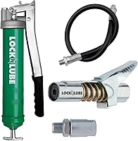 LockNLube Heavy-Duty Lever Grip Grease Gun with Locking Coupler - 10,000 PSI, Leak-Proof, Mess-Free Storage