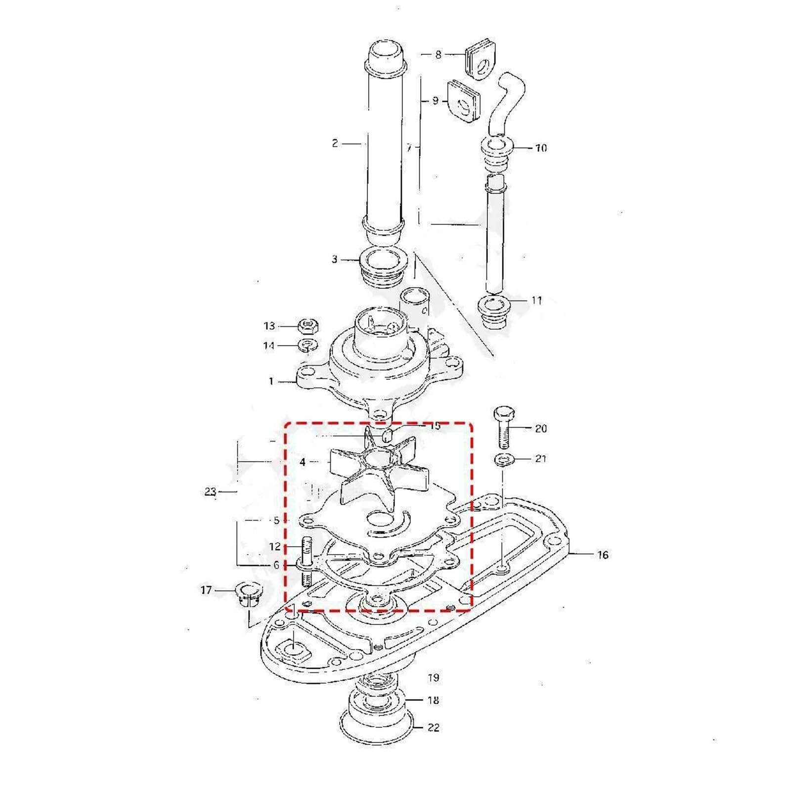 IWBR Kit de réparation de Pompe à Eau à Turbine DT25 DT30 DT35 DT40, adapté au Moteur Hors-Bord Suzuki 25 30 35 40 HP, pièce de Moteur de Bateau Marin 17400 – 96403