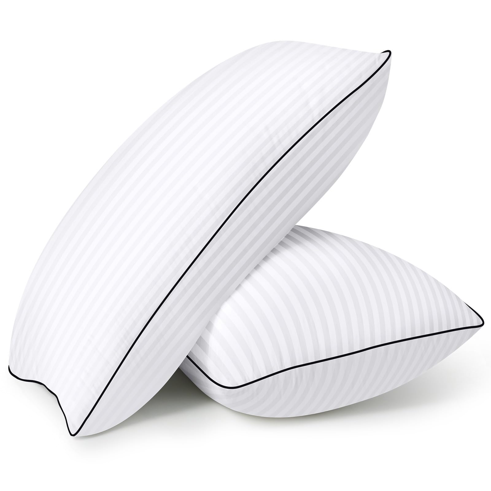 HYLEORY Bed Pillows Queen Size Set of 2 for Sleeping - Luxury Hotel Pillows, Soft & Supportive Down Alternative Microfiber Cooling Pillow for Night Sweats Back/Stomach/Side Sleepers, White