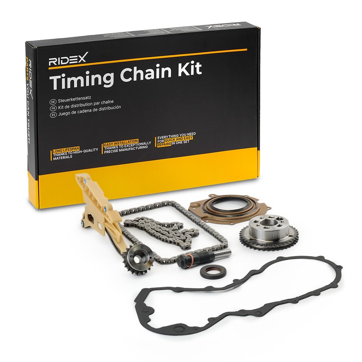 RIDEX 1389T0047 Kit de cadena de distribución con juntas con ruedas dentadas Compatible con FORD MONDEO IV Turnier BA7