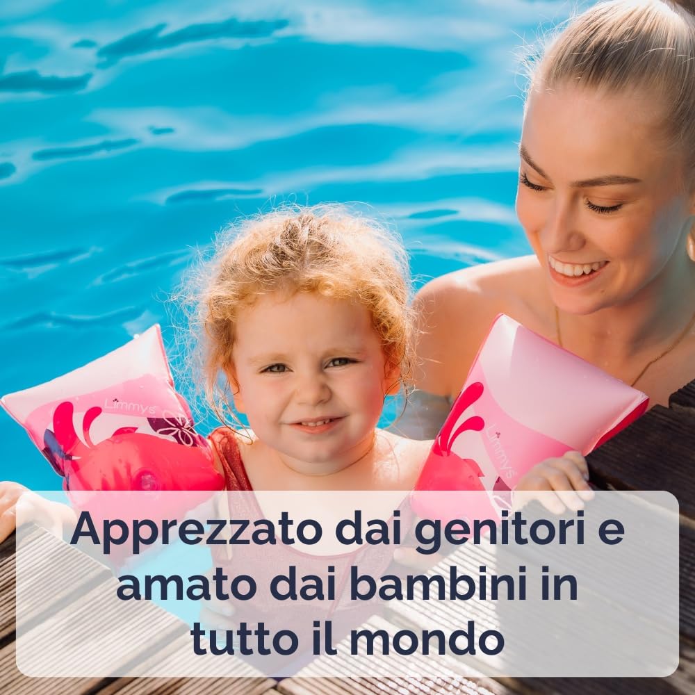 Limmys Braccioli da Nuoto per Bambini per Età 1–6 Anni – Vestibilità Antiscivolo, Certificato di Sicurezza, Ipoallergenico, Gonfiaggio Facile, Extra Resistente, Morbido & Confortevole