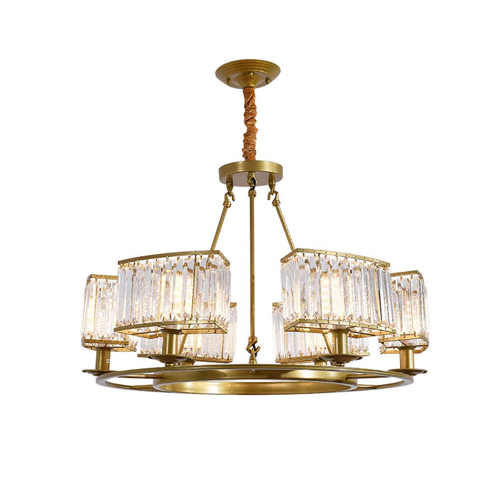 NZDY Modern European Style Chandelier Crystal Wrought Iron Ceiling Lamp Atmosphere Ceiling Light Bedroom Dining Room Living Room Restaurant Pendant Light-Golden 8-Light,Golden,6-Light