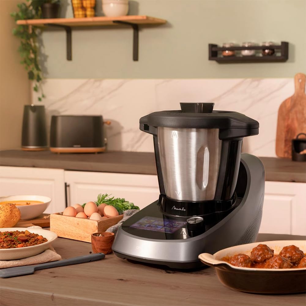Cecotec Robot de Cocina Multifunción con Dispensador de Alimentos Mambo Touch con Jarra Habana Pro. 37 Funciones, Pantalla Táctil, App Mambo, 3.3L, Báscula, Autolimpieza, Jarra Cerámica
