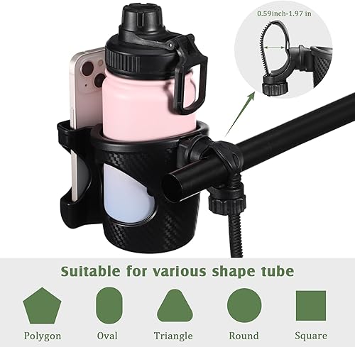 Miniatura 5 de 1 soporte para tazas de carrito con soporte para teléfono, accesorios ajustables 2 en 1 para reposabrazos de asiento delantero y trasero (negro)