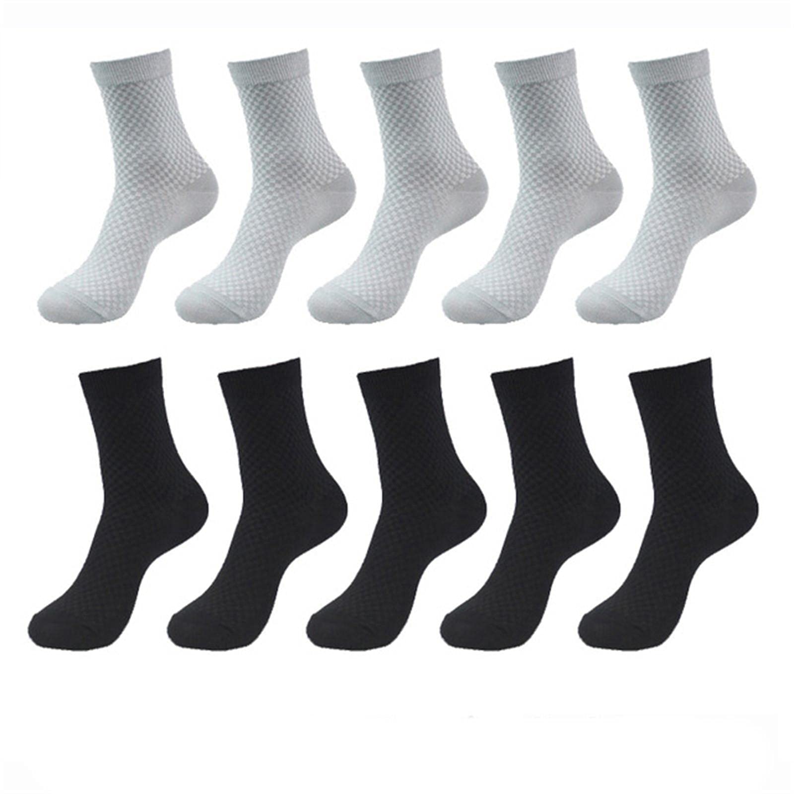 UKKO Calcetines de Hombre 10 Pares De Calcetines para Hombres De Fibra Transpirable De Calcetines Desodorantes Hombres Largo Tamaño Grande EUR 38-46-5Black 5Light Grey,EUR 43-47(Us 9-13)