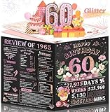 Aiunmiol 60th Birthday Card for Women Her, Jumbo Pop Up 60th Birthday Cards for Wife Mom, Happy 60th Birthday Decorations for 60 Year Old Women Funny Birthday Gifts, Review of 1965, Pink