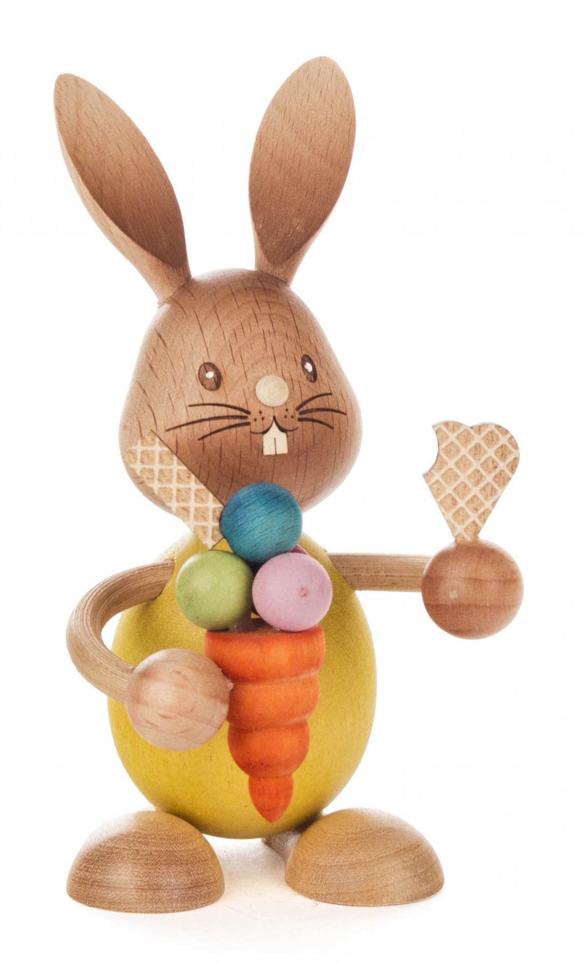 Rudolphs Schatzkiste Coniglietto pasquale Stupsi con ghiaccio, 7 x 13 x 9 cm, coniglietto in legno, decorazione pasquale