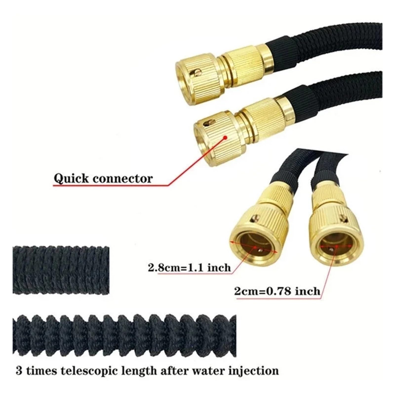 Manguera de jardín Extensible, Conector bimetálico, Manguera Extensible de Alta presión para riego de Jardines/Agricultura/Lavado de Coches (38 Metros)