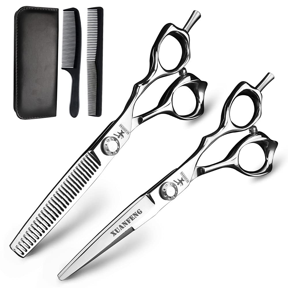 Professionelle Friseurschere & Effilierschere Set – Japan 440C Stahl, 6 Zoll (15,2 Cm), Lila