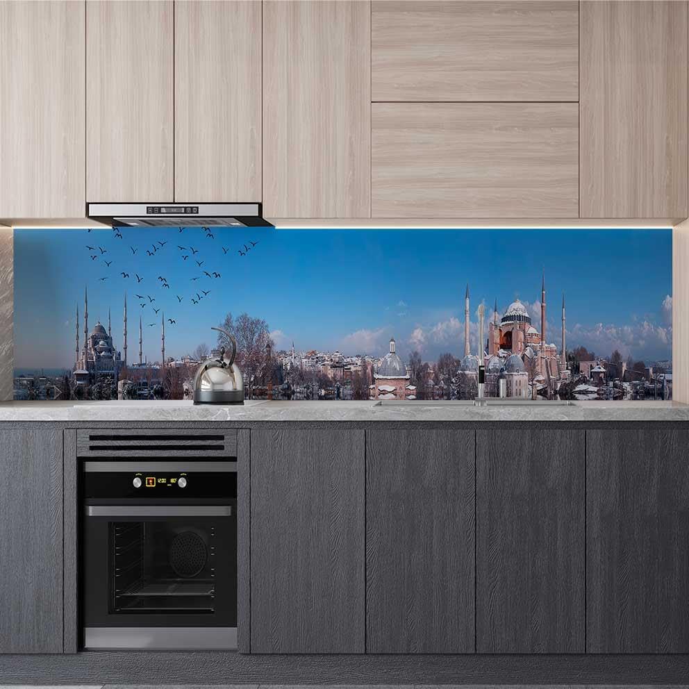Mutfak Tezgah Arası Folyo Fayans Kaplama Folyosu istanbul Panorama 60x500 CM