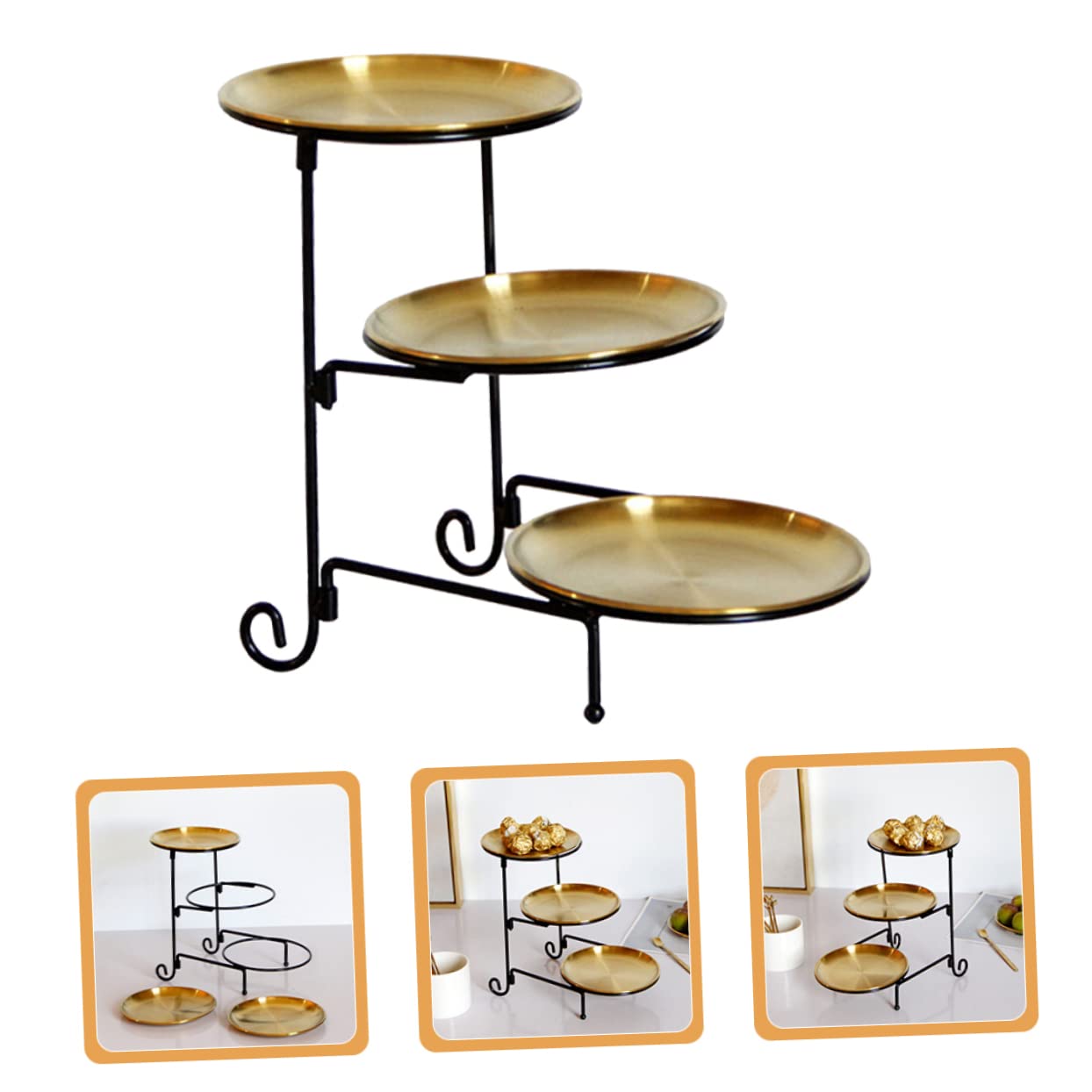 Vassoio Decorativo in Acciaio Inox Piatto da Portata per Snack e Frutta Organizer Alimenti Multiuso per Tavolo o Scrivania