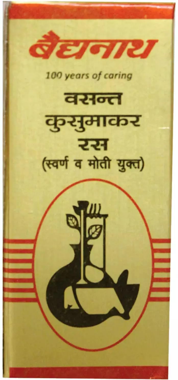 Baidyanath Asli Ayurved Vasant Kusumakar Ras With Gold And Pearl I Maintains Blood Glucose Level I 100 Tablets