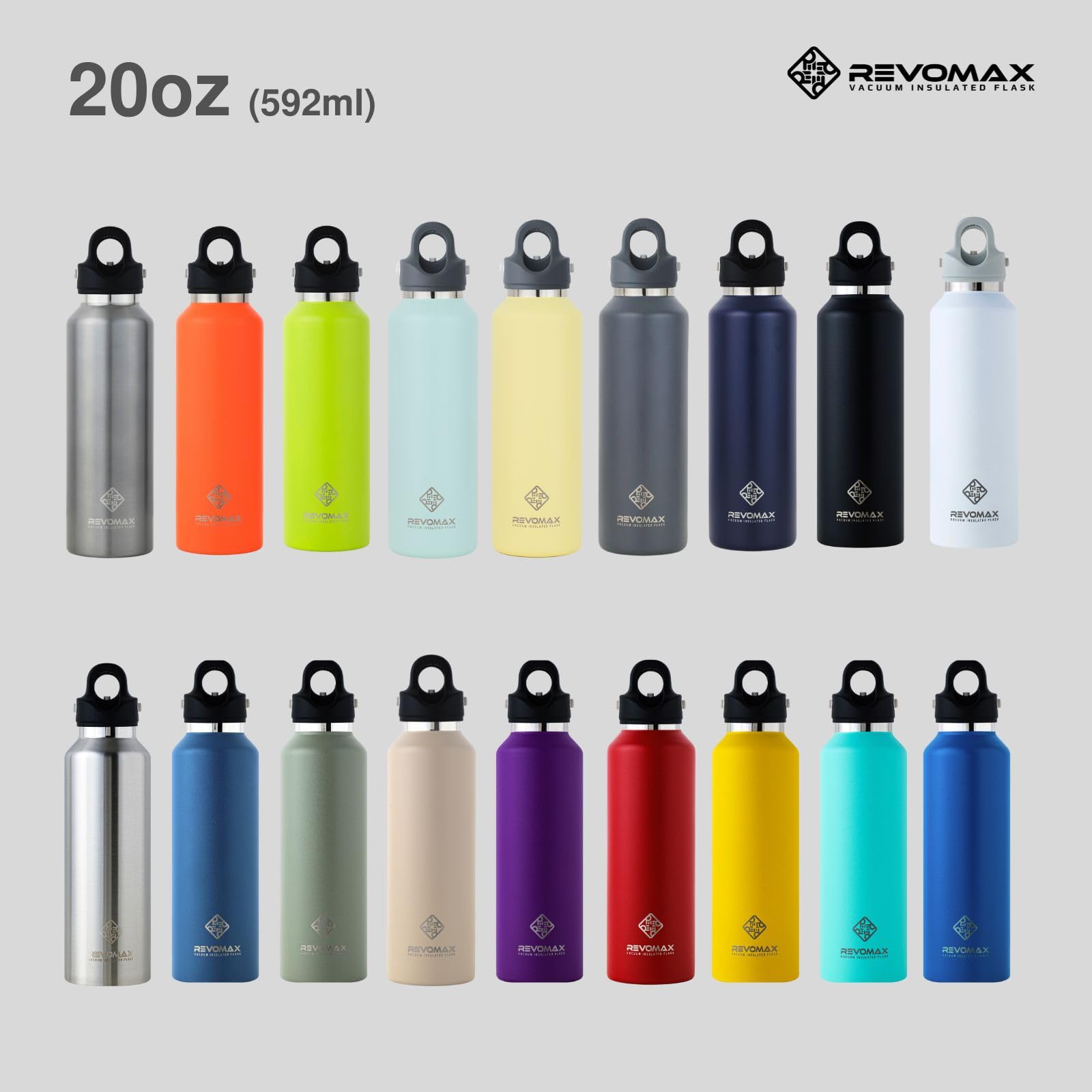Amazon | 【REVOMAX公式】20oz 592ml 炭酸対応 ステンレスボトル 18  