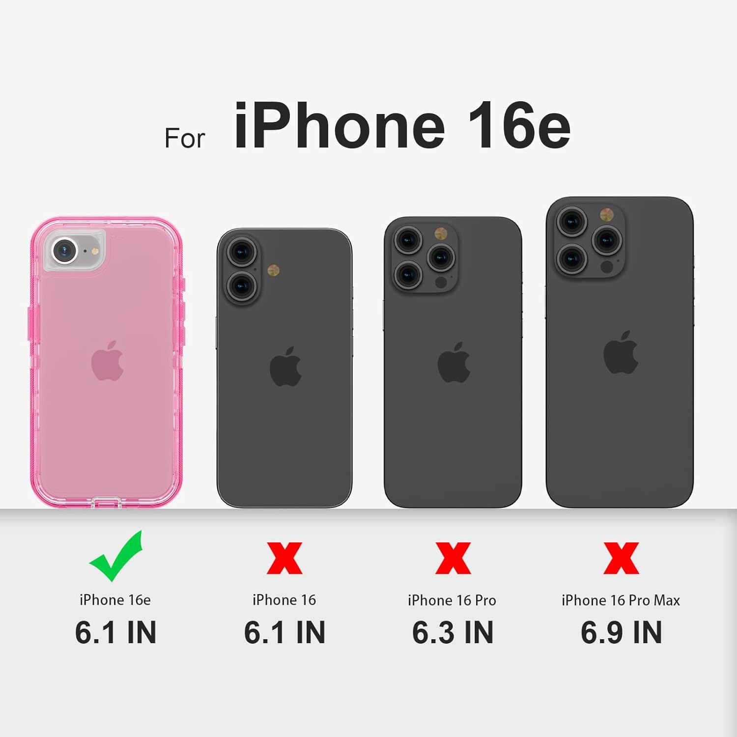 for iPhone 16e Case, Heavy Duty Shockproof Protection Phone Cases, Anti-Drop, Dual Layer Transparent Protective Cover Compatible with iPhone 16e, 6.1 inch, Crystal Pink - Image 2