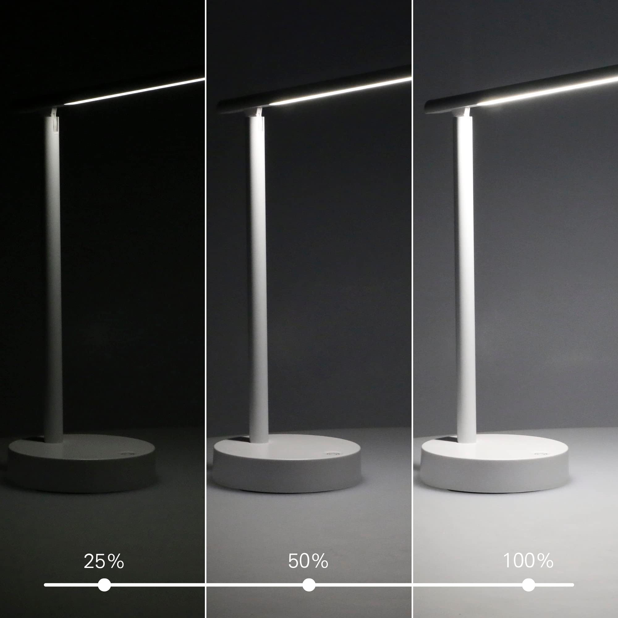 FORLIGHT Archie (2uds) Lámpara Flexo de Escritorio LED con Batería Intensidad Regulable con Luz Neutra 4000K. Flexo de Aluminio Blanco