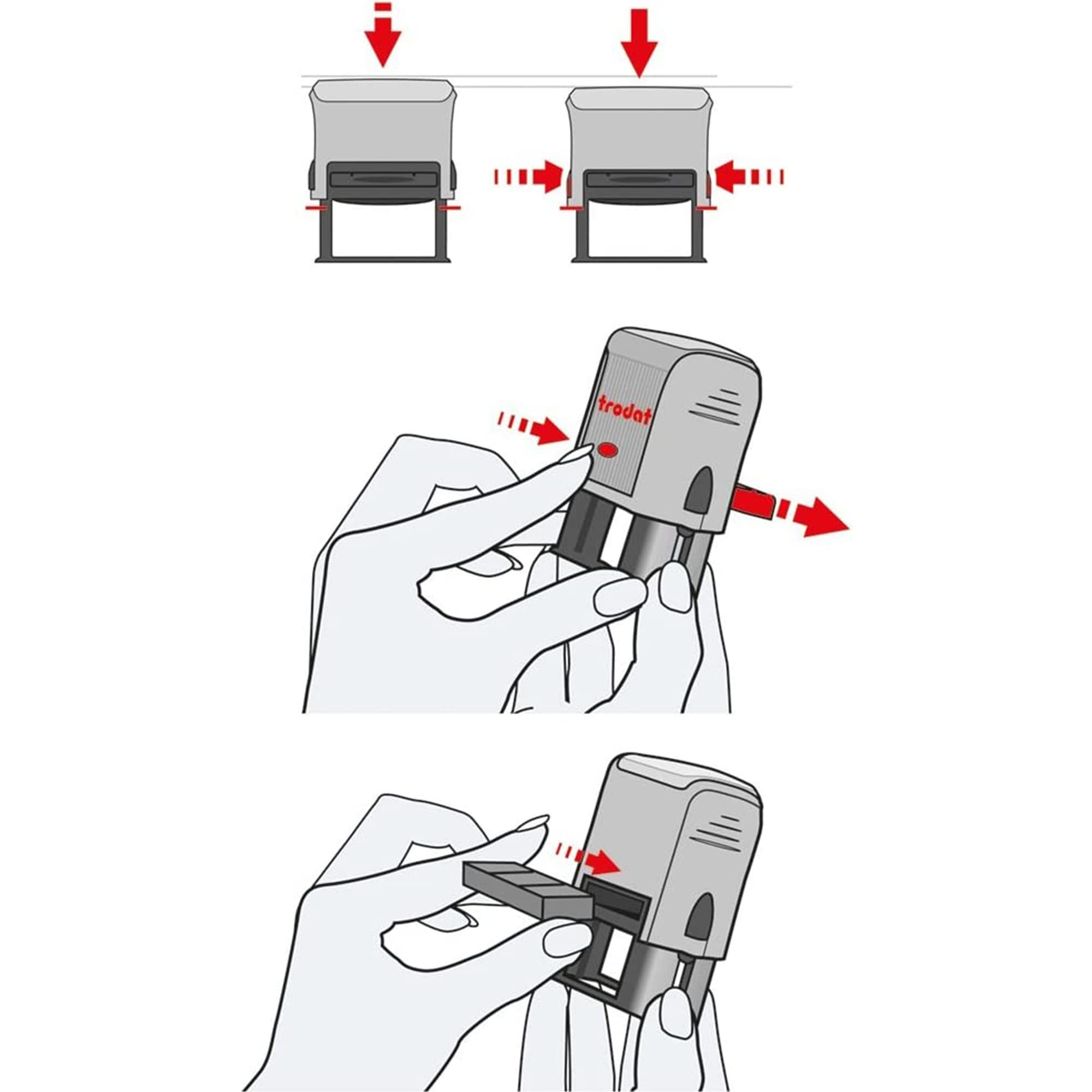 Trodat Lot De 3 Cassettes D’Encre Rouge Pour Tampons Printy 4929 / 4729 – Recharge Indélébile De Qualité