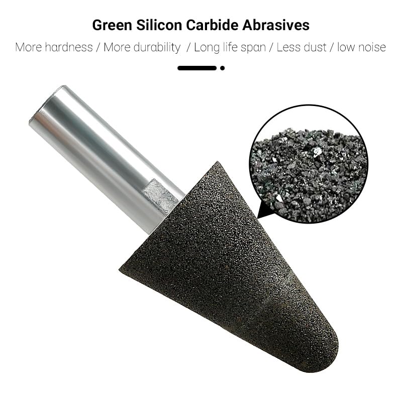 LOZLIN 3PCS Drum Sander Set 60# 100# 180# Cylindrical Diamond Grinding Wheel Polishing Head Abrasive Sanding Grit Angle Grinder Grinding Heads Matching Extensions (Conical)