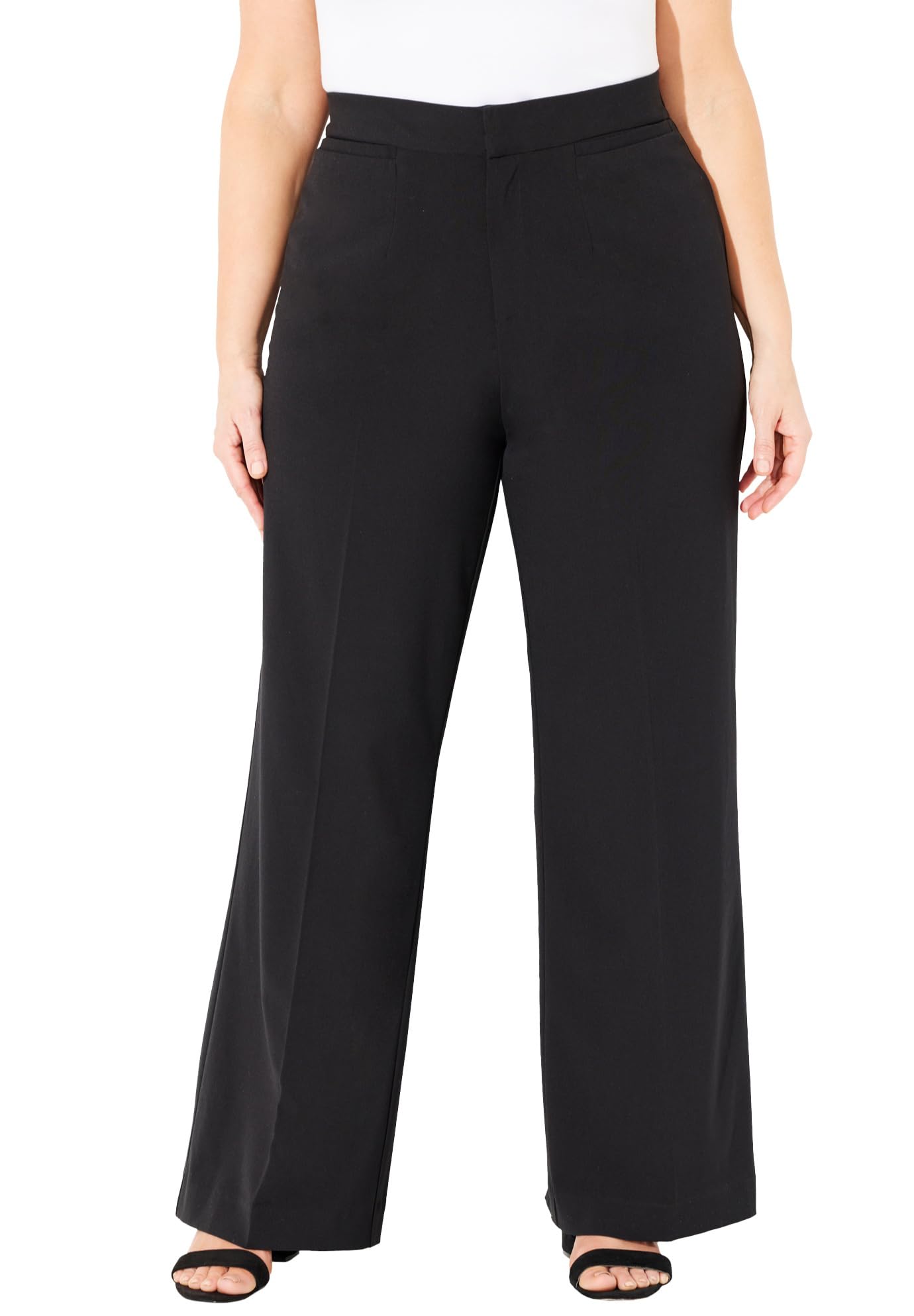 Womens Plus Size Petite Right Fit Curvy Wide Leg Pant