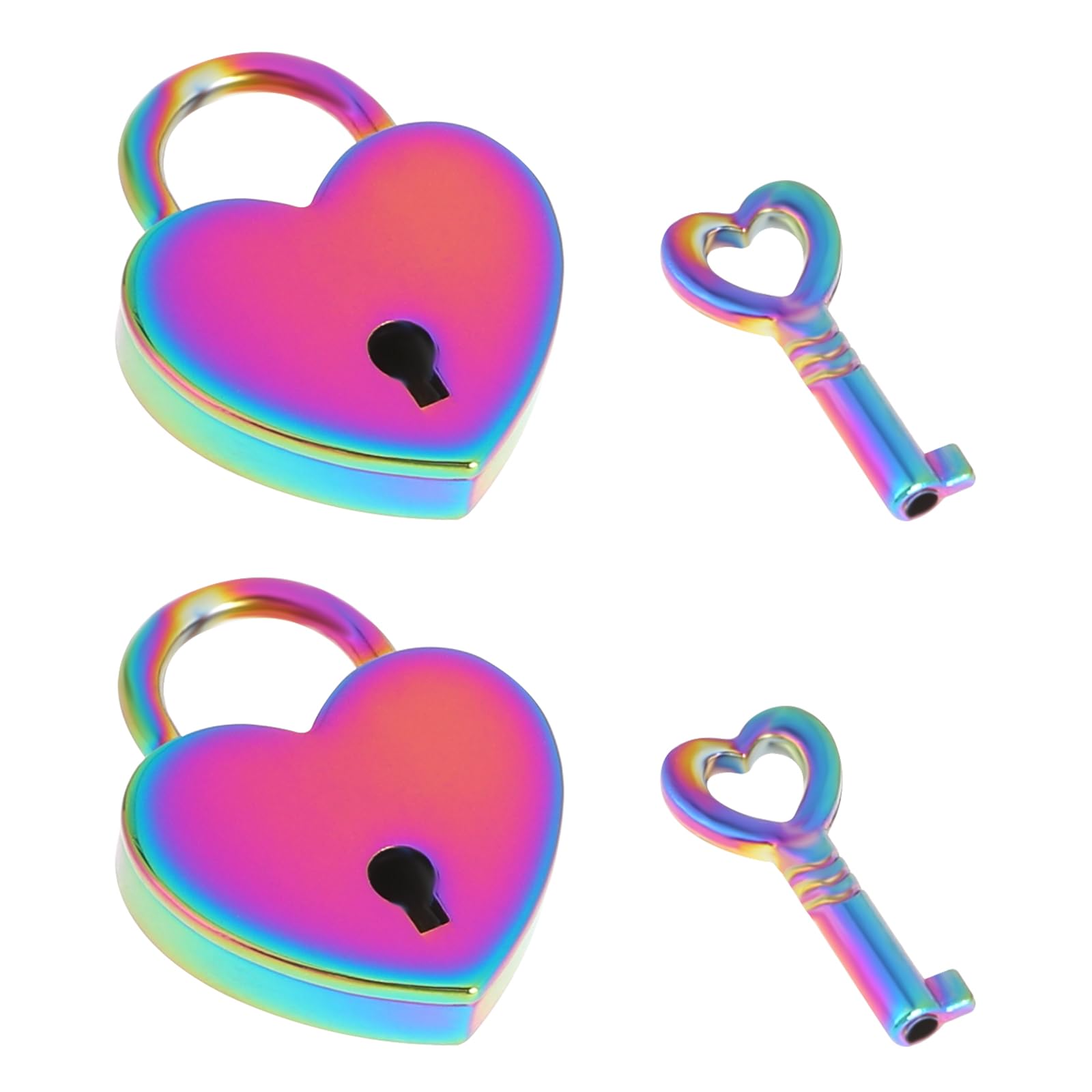 Photo 1 of 2 Pack Mini Heart Shaped Padlocks with Key, Small Metal Heart Shaped Padlock, Mini Padlocks with Key Notebook Heart Locks Colorful for Necklace, Diary Book, Jewelry Box, Storage Box