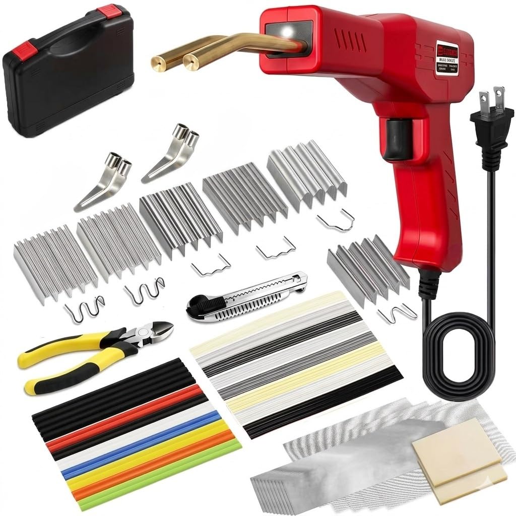 Upgraded 230W 2-in-1 Plastic Welder Kit,Hot Stapler Soldering Gun with 1200PCS Staples & 120PCS Welding Rods,Built-in Temperature Control Protector,