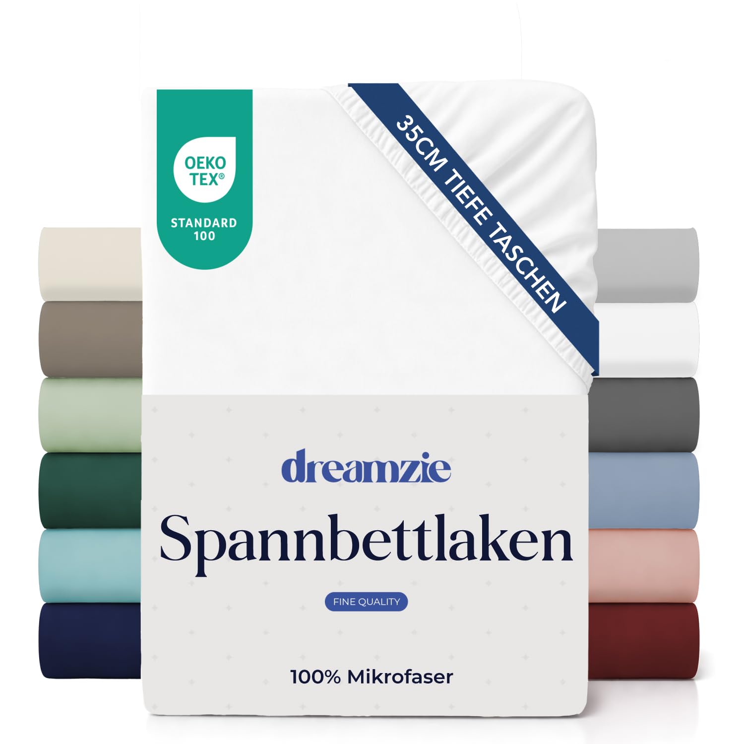 Dreamzie Spannbettlaken 200x200cm - 35 cm Tiefe Tasche - 100% Mikrofaser Bettlaken - Elfenbein, Schadstoffgeprüft(Oeko TEX), Bettlaken mit Gummizug