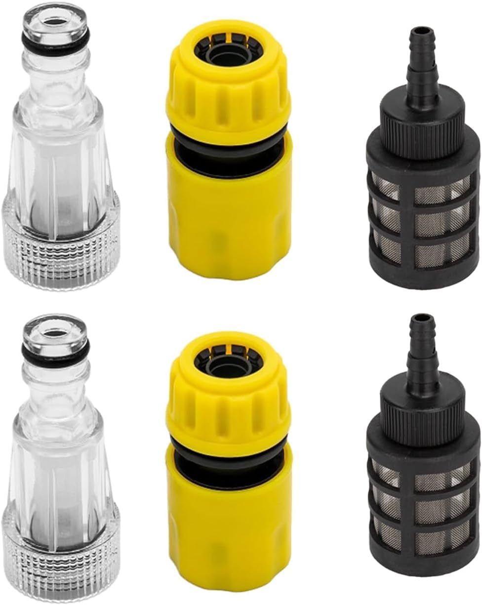 6 Pcs Pressure Washer Gun Adapter & Hose Tap Connector Quick Coupling & Water Pump Strainer Filter,3/4 Inch Hose Connector, Washer Hose Connector for Garden