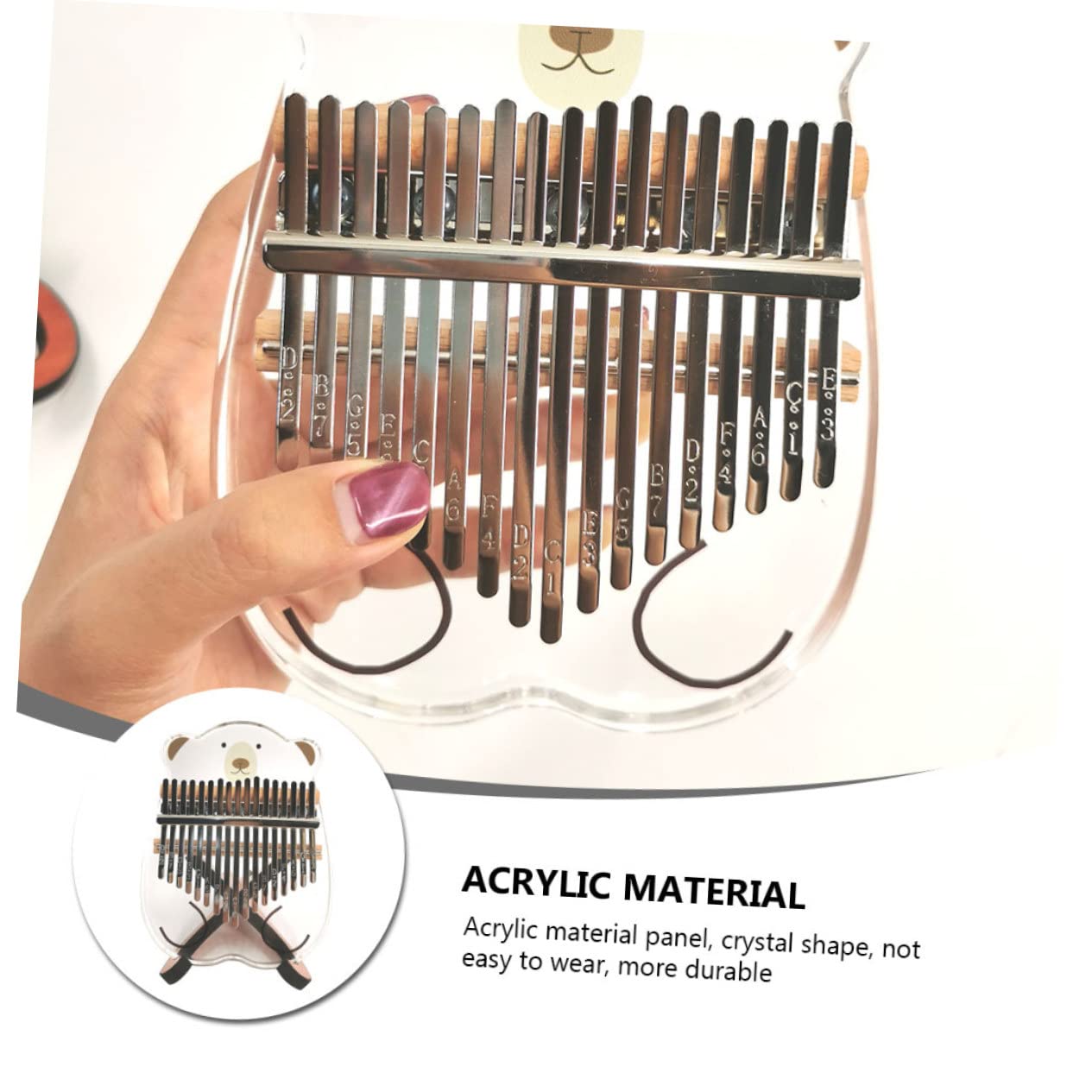 VICASKY 1pezzi Kalimba Per Principianti Piano Strumento Acrilico Per Design e Facile e Portatile
