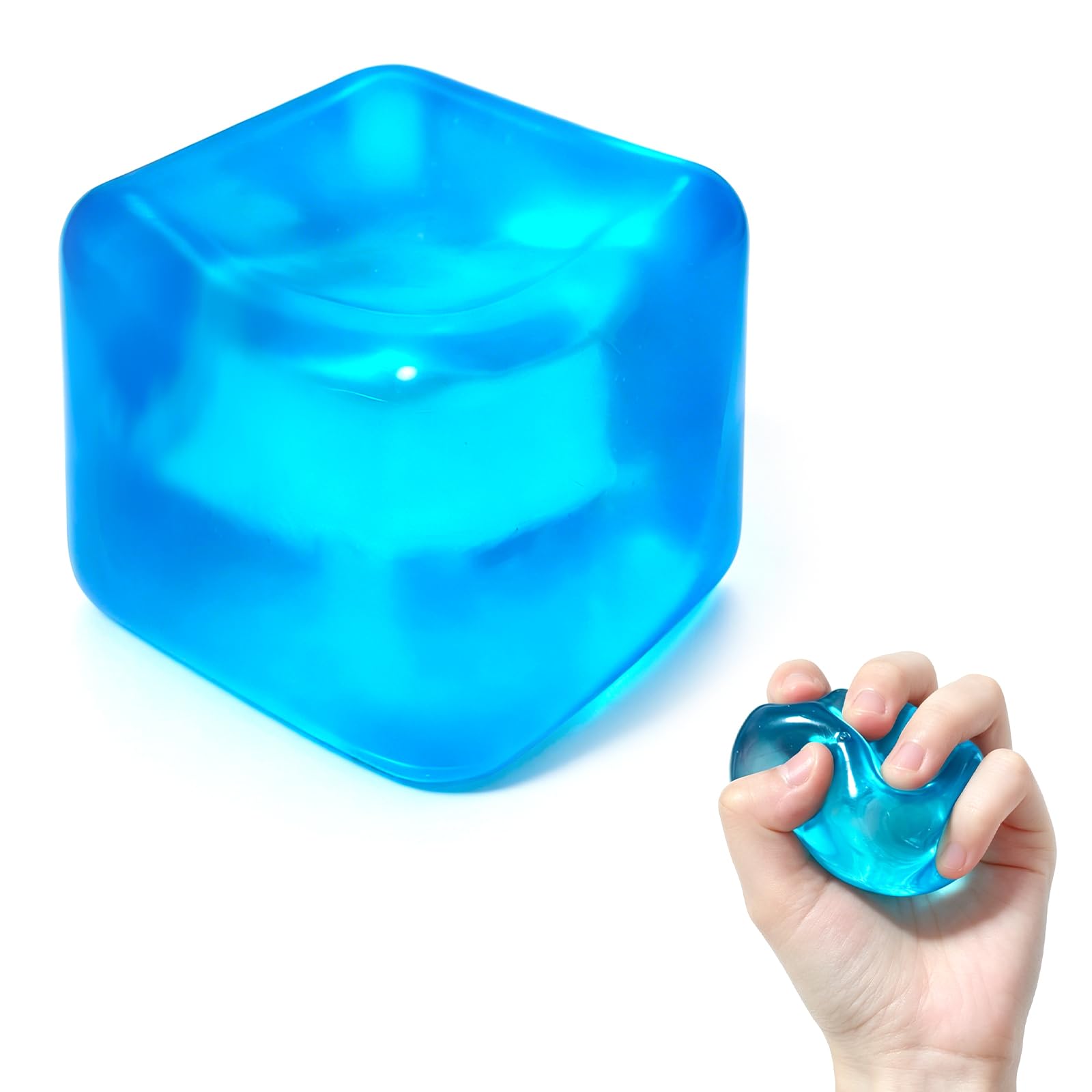 Ice Cube,Squishy Cube Stress Balls, Squishy Fidget Toys Adults, Square Sensory Squeeze Toys for Autism Anxiety Stress Relief Hand Exercise Relax Tensio,Sensory Squeeze Toy for Adults ( blue Ice)