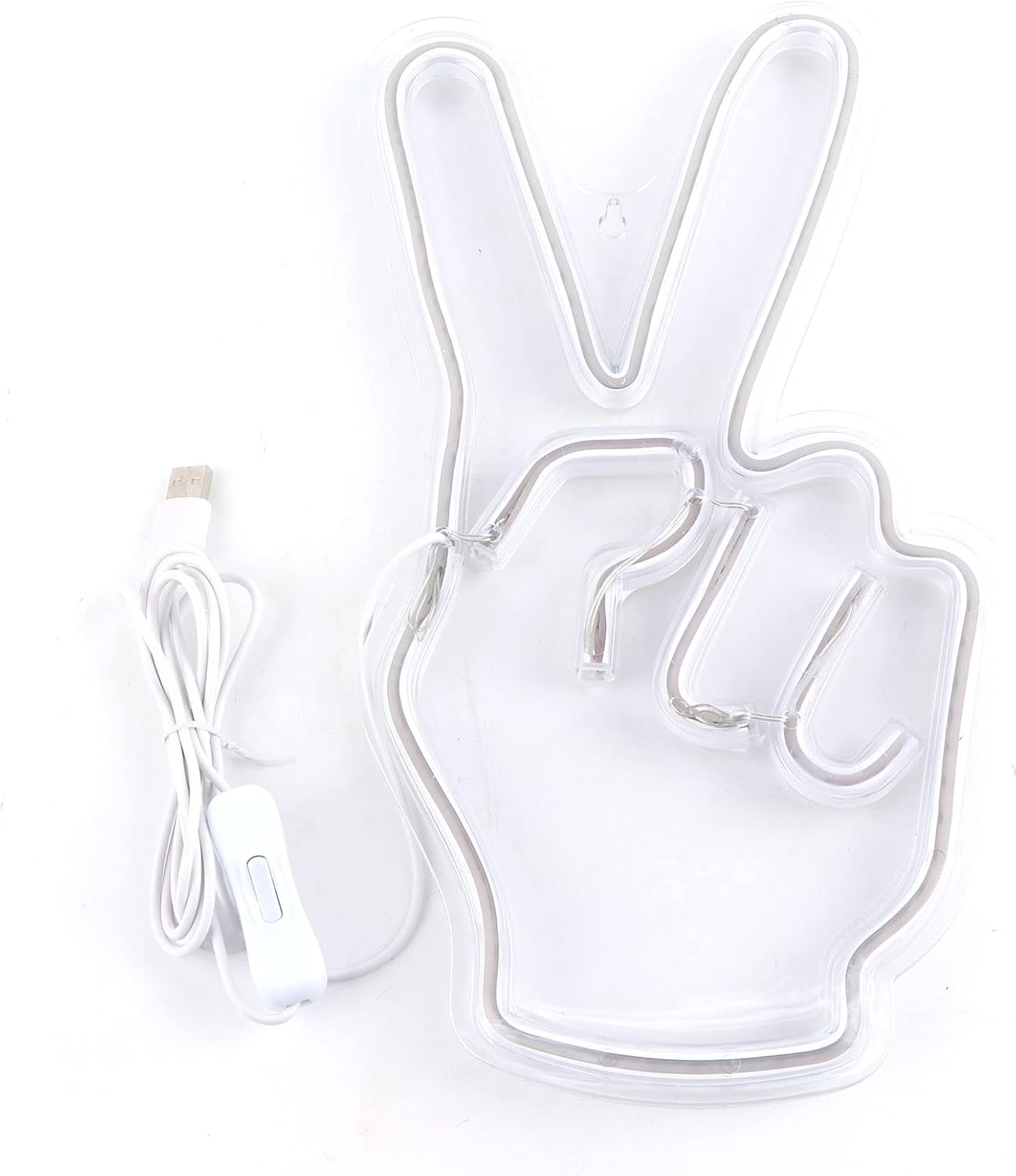 Garosa LED Peace Sign Neon Light Neon Sign Light Victory Gesture V Creative Decorative Lamp USB Powered for Bedroom Cabinet Shelf Living Room Game Room Kids Room Decor