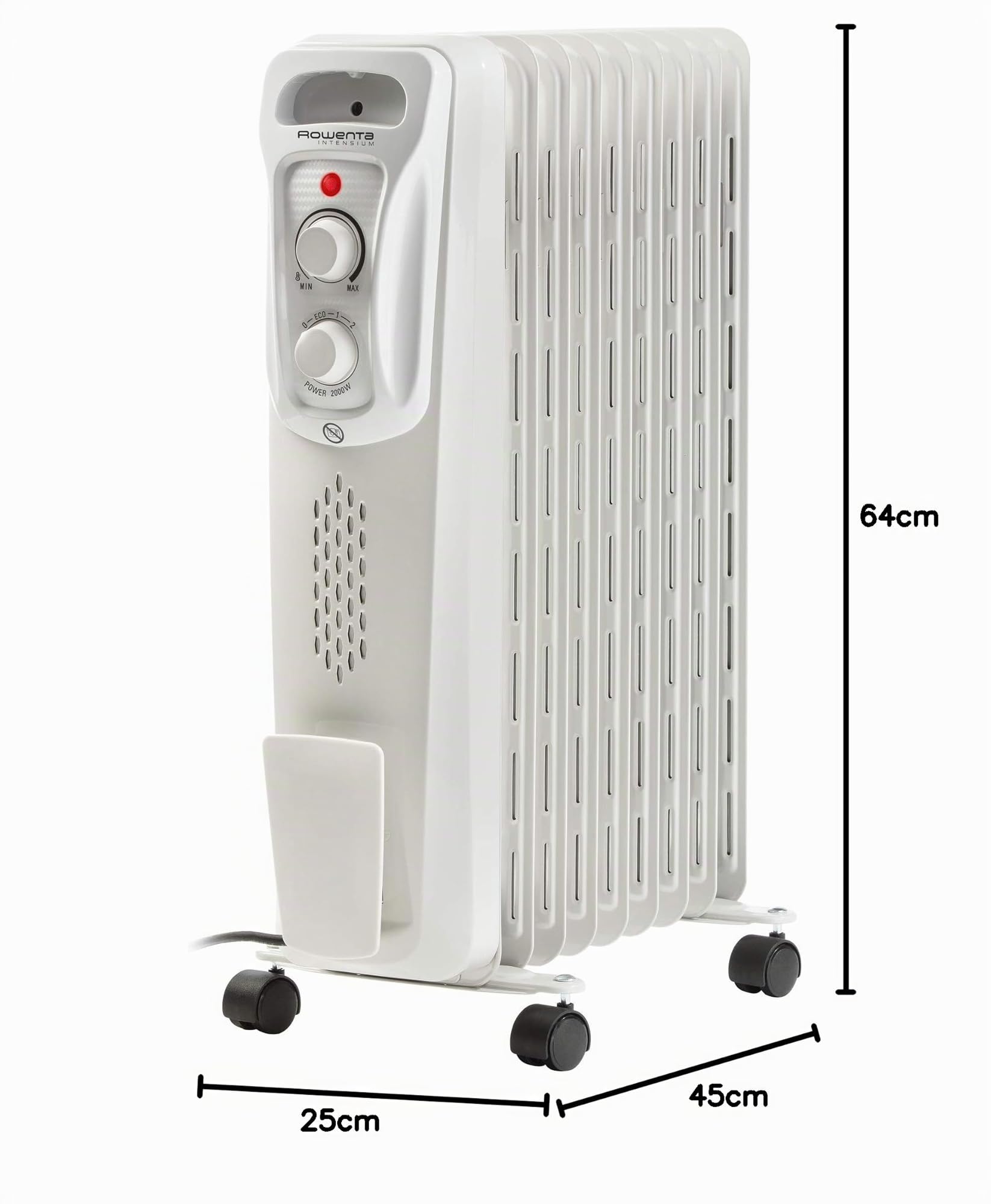 Rowenta BU2620 Intensium Radiatore ad Olio per Il Bagno, 3 Livelli di Riscaldamento, per Superfici Fino a 25 m², 2000 W