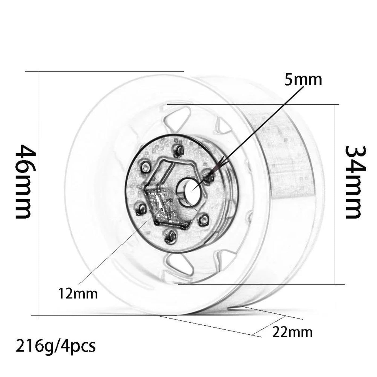 4 szt. Aluminium 1.55" 46mm Koła Obręcz biała/czarna do 1/10 RC Crawler Auto osiowe SCX10 D90 TF2 do Ta-miya CC01 LC70 LC80 RC4WD(Black 4 szt.)